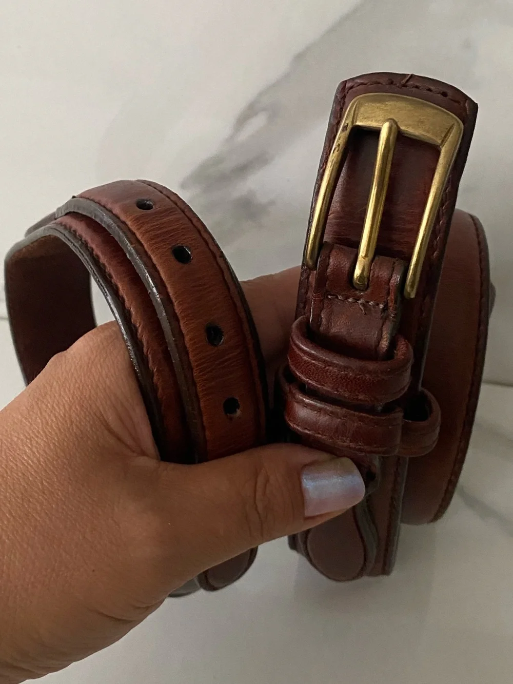 Lands’ End Bridle Strap Ranger Belt in Oak Bark Made In USA Cowboy Western